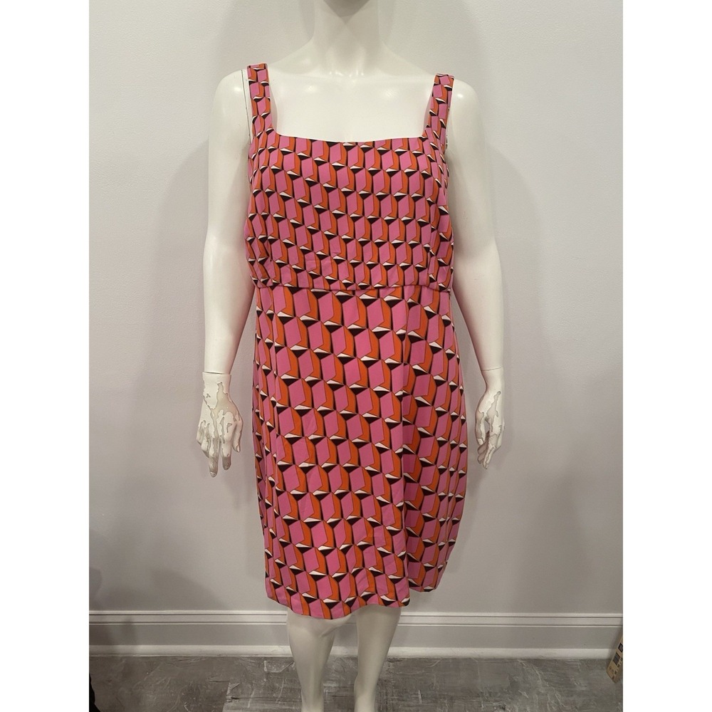 Diane Von Furstenberg Target Dress Pink Retro Modern Geo Mini Dress Size 24 New - Picture 3 of 16
